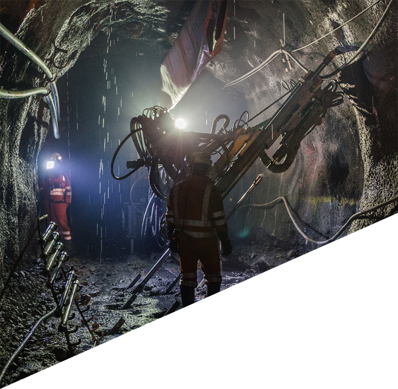 Miner working in cave